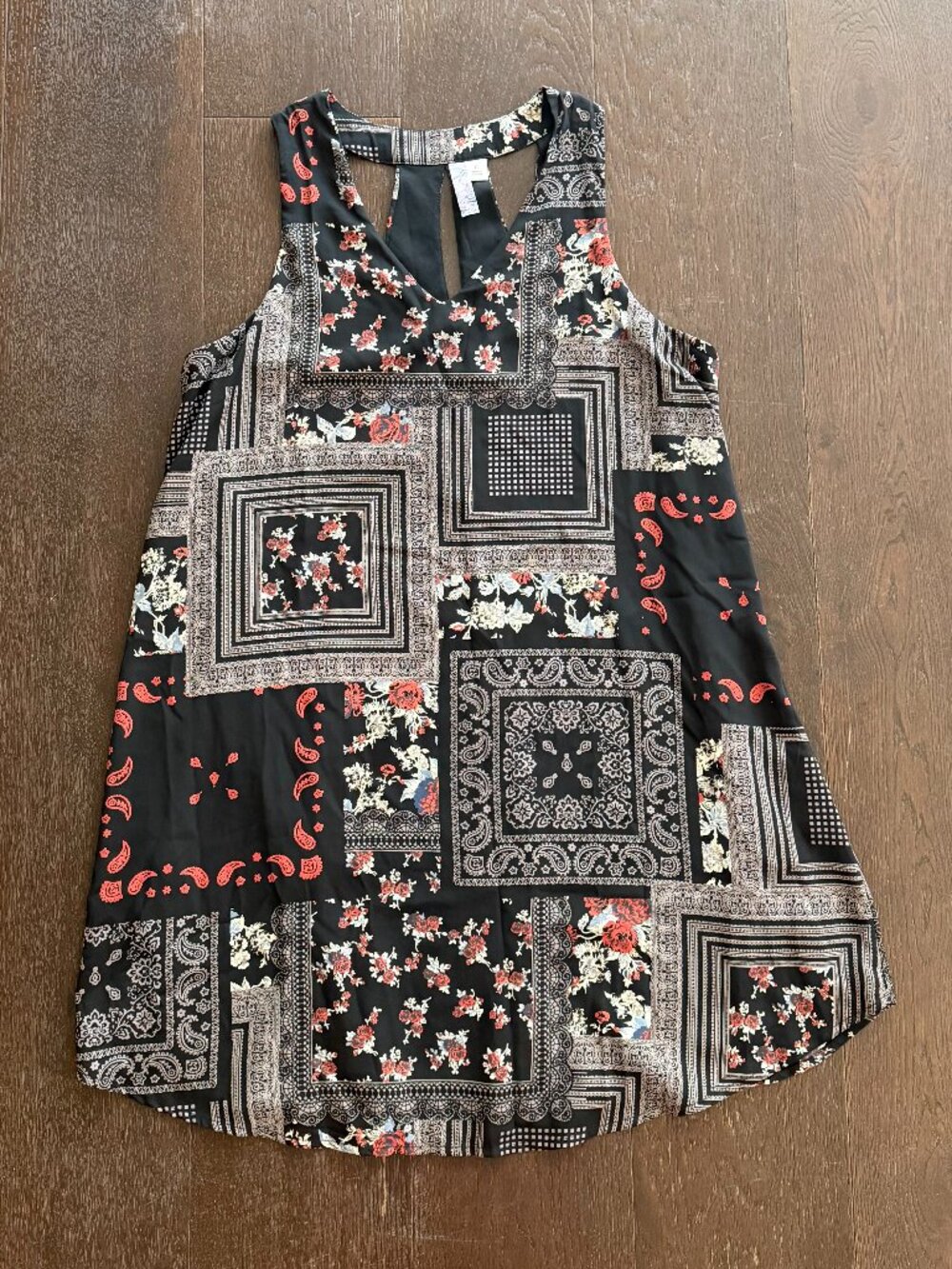 Alya (Francesca's) Bandana Patchwork Print Shift Dress